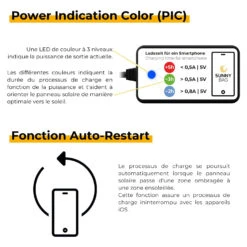 Chargeur Solaire Avec Port USB 13 Chargeur Solaire Avec Port USB -Monde Electronique Chargeur Solaire avec port USB led a 3 couleurs