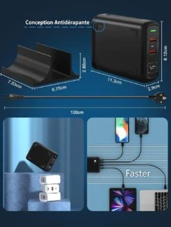 Chargeur USB-C 150W -Monde Electronique Chargeur USB C 150W cable