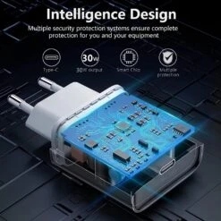 Chargeur USB Type-C De 30 Watts -Monde Electronique Chargeur USB C 30W design intelligent