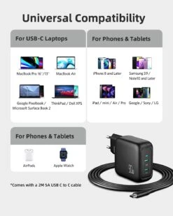 Chargeur USB-C 90 Watts -Monde Electronique Chargeur USB C 90W compatibilite