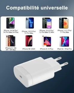 Chargeur Ultra Rapide 20 Watts -Monde Electronique Chargeur Ultra Rapide 20 Watts compatibilite universelle