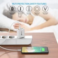 Chargeur Mural Quick Charge 3.0 -Monde Electronique Chargeur YEOPHOM Rapide 4 USB protection surchauffe