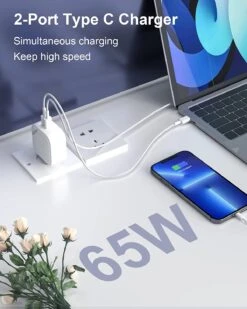 Chargeur USB C Fast Charge -Monde Electronique Chargeur Ziwodiv USB C 65W charge un macbook et un iPhone