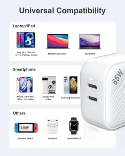 Chargeur USB C Fast Charge -Monde Electronique Chargeur Ziwodiv USB C 65W compatibilite universelle