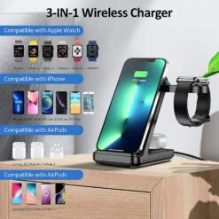 Support Téléphone Chargeur Sans Fil 9 Support Téléphone Chargeur Sans Fil -Monde Electronique Chargeur a induction Eisreho 3 en 1 charge sans fil