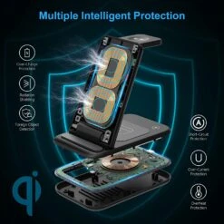 Chargeur Multifonction Sans Fil 7 Chargeur Multifonction Sans Fil -Monde Electronique Chargeur a induction KIMILAR 3 en 1 protection