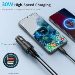 Chargeur Allume-cigare 2.4 Ampères -Monde Electronique Chargeur allume cigare 2.4 A 30 watts