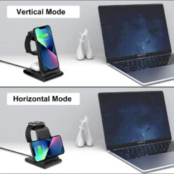 Support Chargeur Smartphone Sans Fil -Monde Electronique Chargeur induction LeQuiven 15W vertical ou horizontal