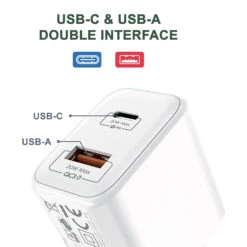 Chargeur Double Port -Monde Electronique Chargeur mural Rapide DEYEE USB C vers USB A