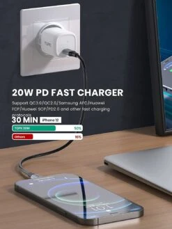 Chargeur Mural Rapide -Monde Electronique Chargeur mural TOPK 20W 30 minutes 50