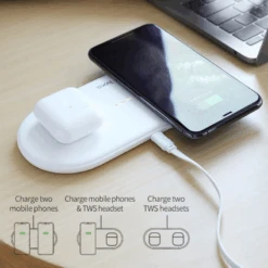Chargeur Sans Fil Duo / Double 8 Chargeur Sans Fil Duo / Double -Monde Electronique Chargeur sans fil Duo Double charge un iPhone et des AirPods