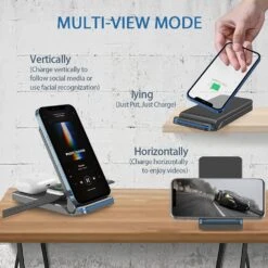 Chargeur Sans Fil Pliable 3 En 1 -Monde Electronique Chargeur sans fil EXW multi utilisation