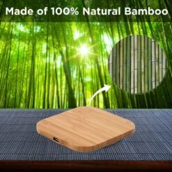Chargeur Sans Fil En Bambou -Monde Electronique Chargeur sans fil en Bambou 100 naturel