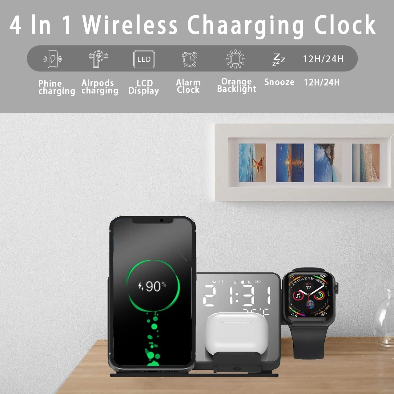 Chargeur Sans Fil Réveil Alarme 4 Chargeur Sans Fil Réveil Alarme – Image 2