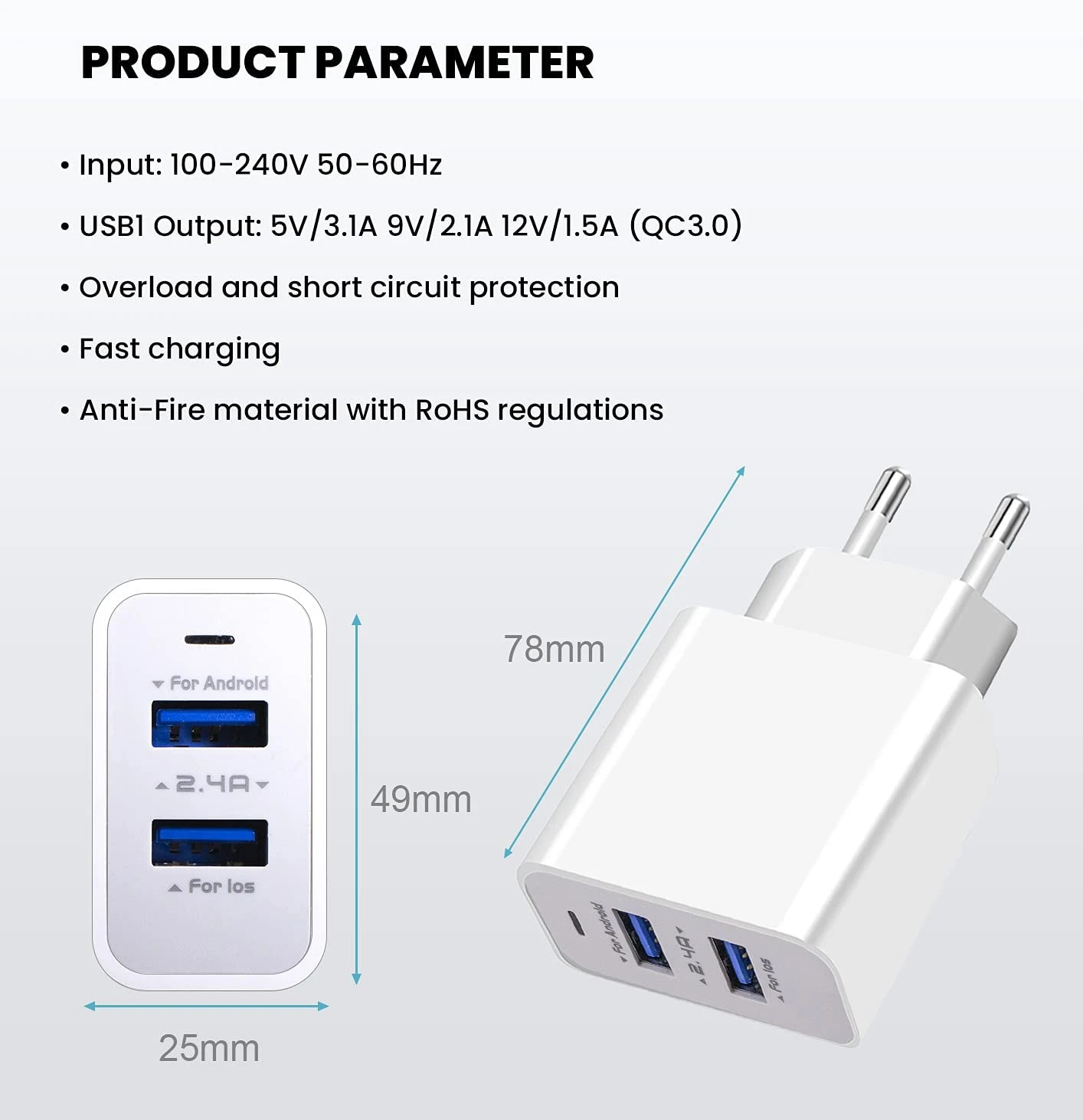 Chargeur Secteur Double USB 4 Chargeur Secteur Double USB – Image 2