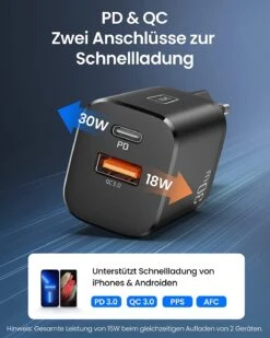 Chargeur Secteur Rapide 30W -Monde Electronique Chargeur secteur rapide INIU 30W PD et QC