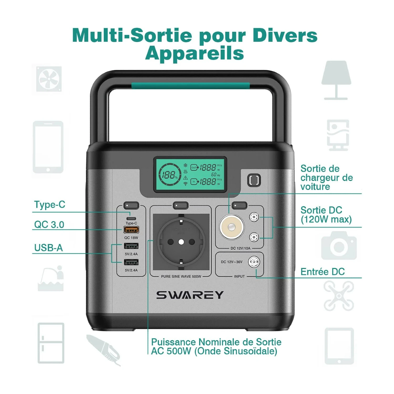 Chargeur Solaire Portable 220 Volts Avec Batterie 9 Chargeur Solaire Portable 220 Volts Avec Batterie – Image 7