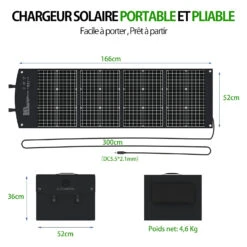Chargeur Solaire Pliable De 120 Watts 19 Chargeur Solaire Pliable De 120 Watts -Monde Electronique Chargeur solaire Pliable de 120 watts facile a deplacer