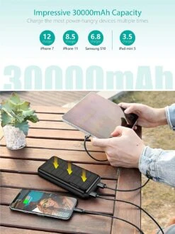 Batterie Externe 30000 MAh Solaire 13 Batterie Externe 30000 MAh Solaire -Monde Electronique Chargeur solaire powerbank 30000mAh charge soleil