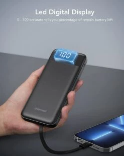 Charmast Batterie Externe 10000 MAh Câbles Intégrés 16 Charmast Batterie Externe 10000 MAh Câbles Intégrés -Monde Electronique Charmast Batterie Externe 10000mAh affichage LED