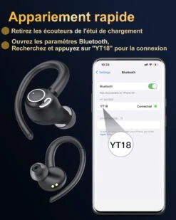 Écouteur Sans Fil Étanche Sport -Monde Electronique Ecouteur Sans Fil Etanche Sport appariement rapide