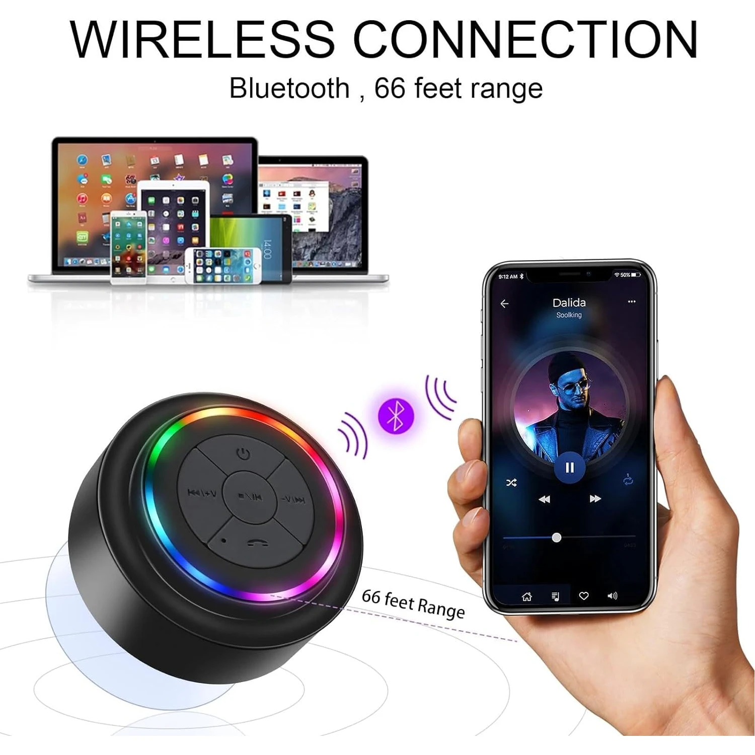 Enceinte Bluetooth Douche Ventouse 8 Enceinte Bluetooth Douche Ventouse – Image 6