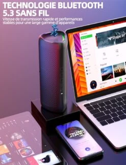 Enceinte Sans Fil Bluetooth Étanche -Monde Electronique Enceinte Bluetooth Puissante Sans Fil ordinateur ou telephone smartphone