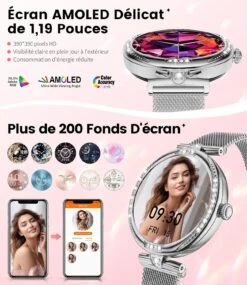 Montre Connectée Argent Et Rose 13 Montre Connectée Argent Et Rose -Monde Electronique Montre Connectee Argent et Rose ecran amoled