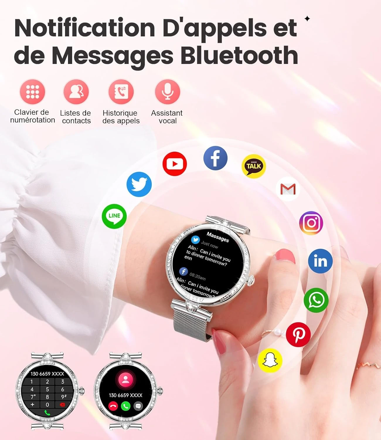 Montre Connectée Argent Et Rose 8 Montre Connectée Argent Et Rose – Image 6