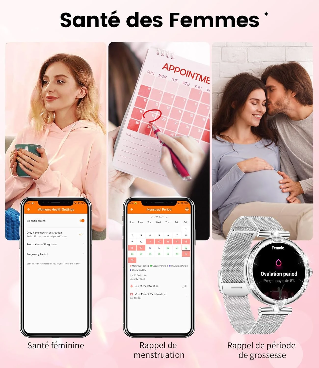 Montre Connectée Argent Et Rose 9 Montre Connectée Argent Et Rose – Image 7