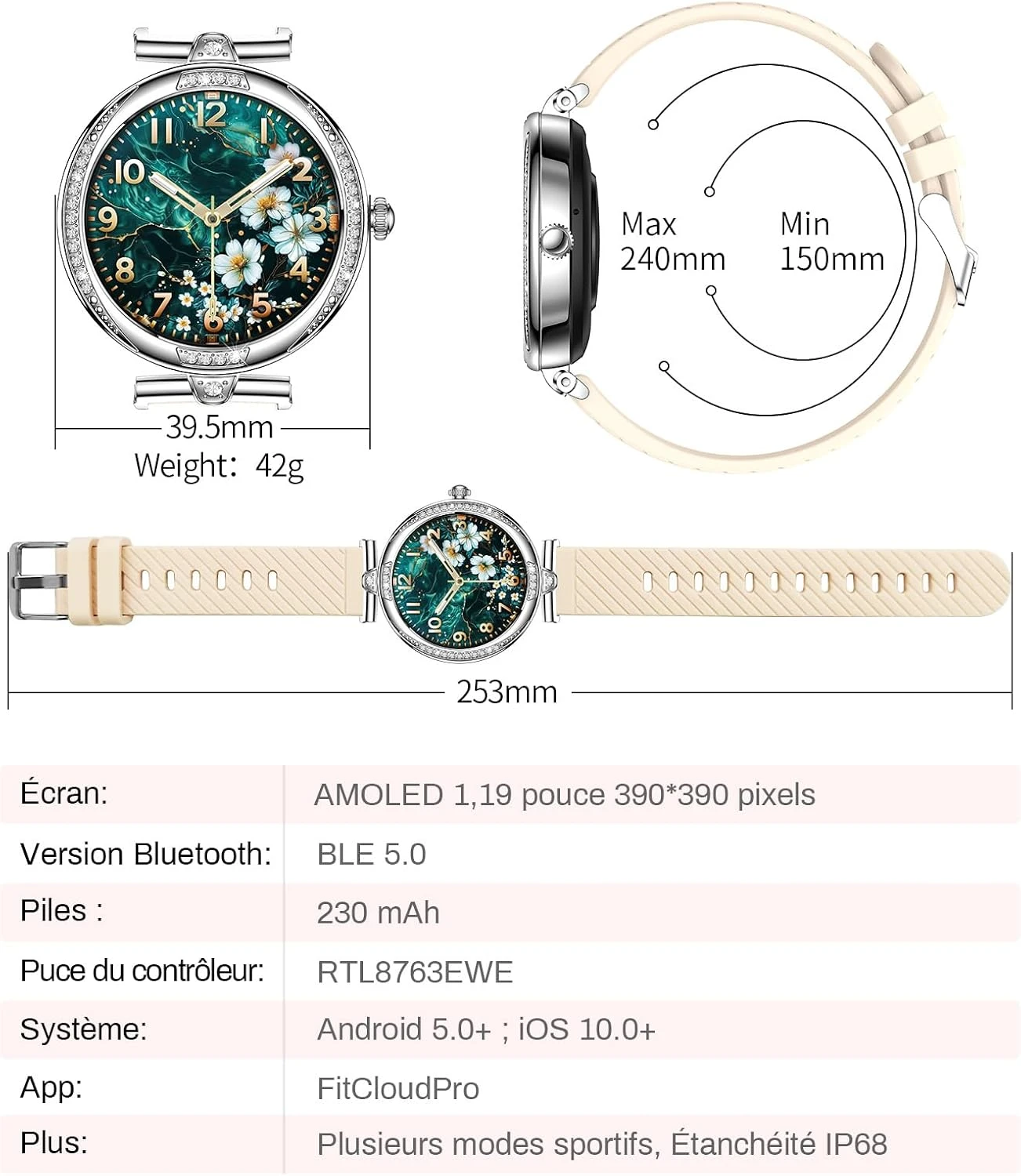 Montre Connectée Argent Et Rose 11 Montre Connectée Argent Et Rose – Image 9