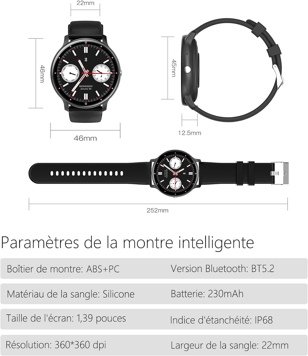 Montre Connectée Bluetooth Homme 9 Montre Connectée Bluetooth Homme – Image 7