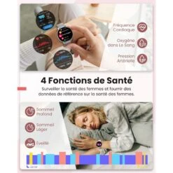 Montre Connectée Femme Argent -Monde Electronique Montre Connectee Femme Argent fonctions sante