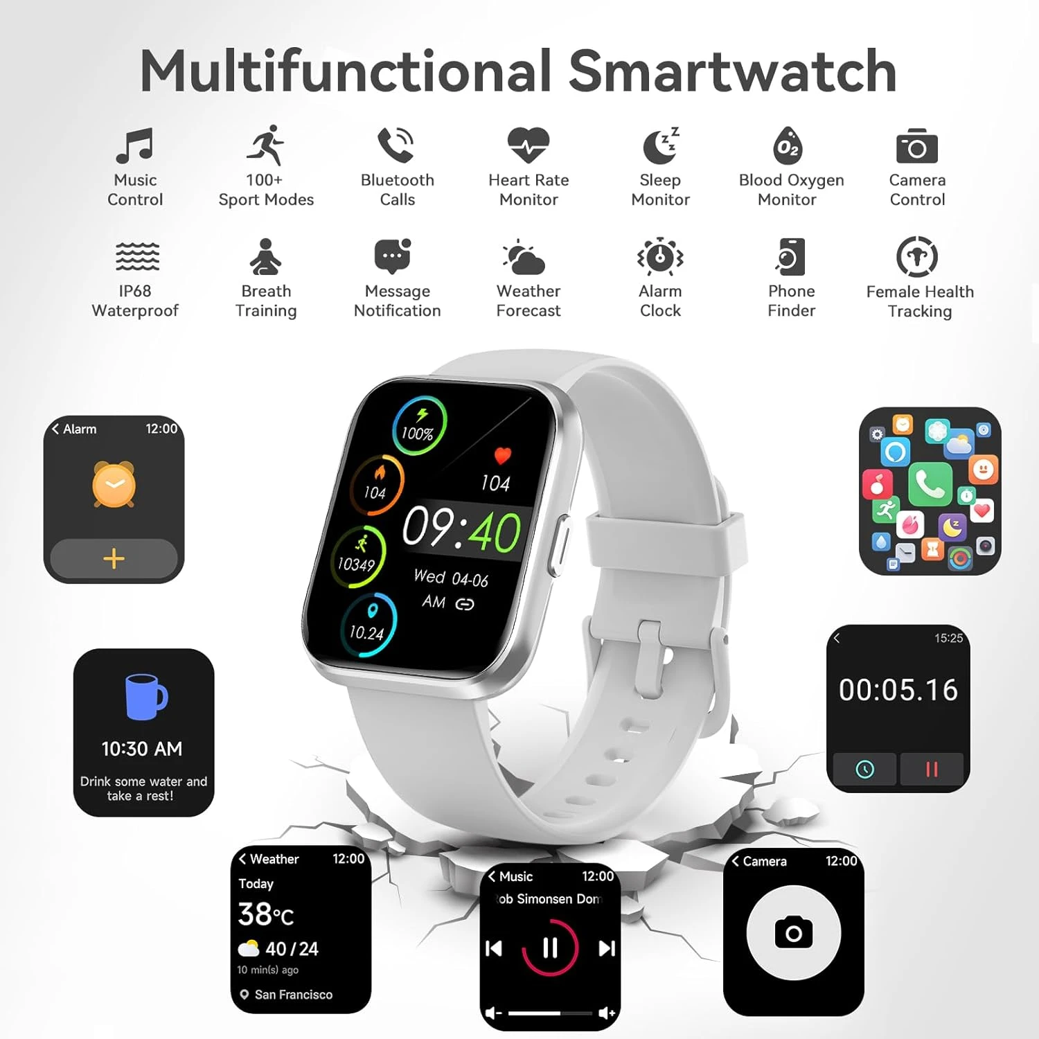 Montre Connectée Femme Blanche 6 Montre Connectée Femme Blanche – Image 4