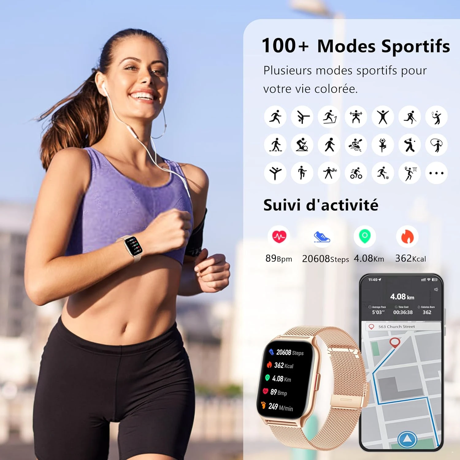 Montre Connectée Femme Bracelet Maille 7 Montre Connectée Femme Bracelet Maille – Image 5