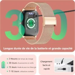 Montre Connectée Femme Bracelet Maille 13 Montre Connectée Femme Bracelet Maille -Monde Electronique Montre Connectee Femme Bracelet Maille autonomie