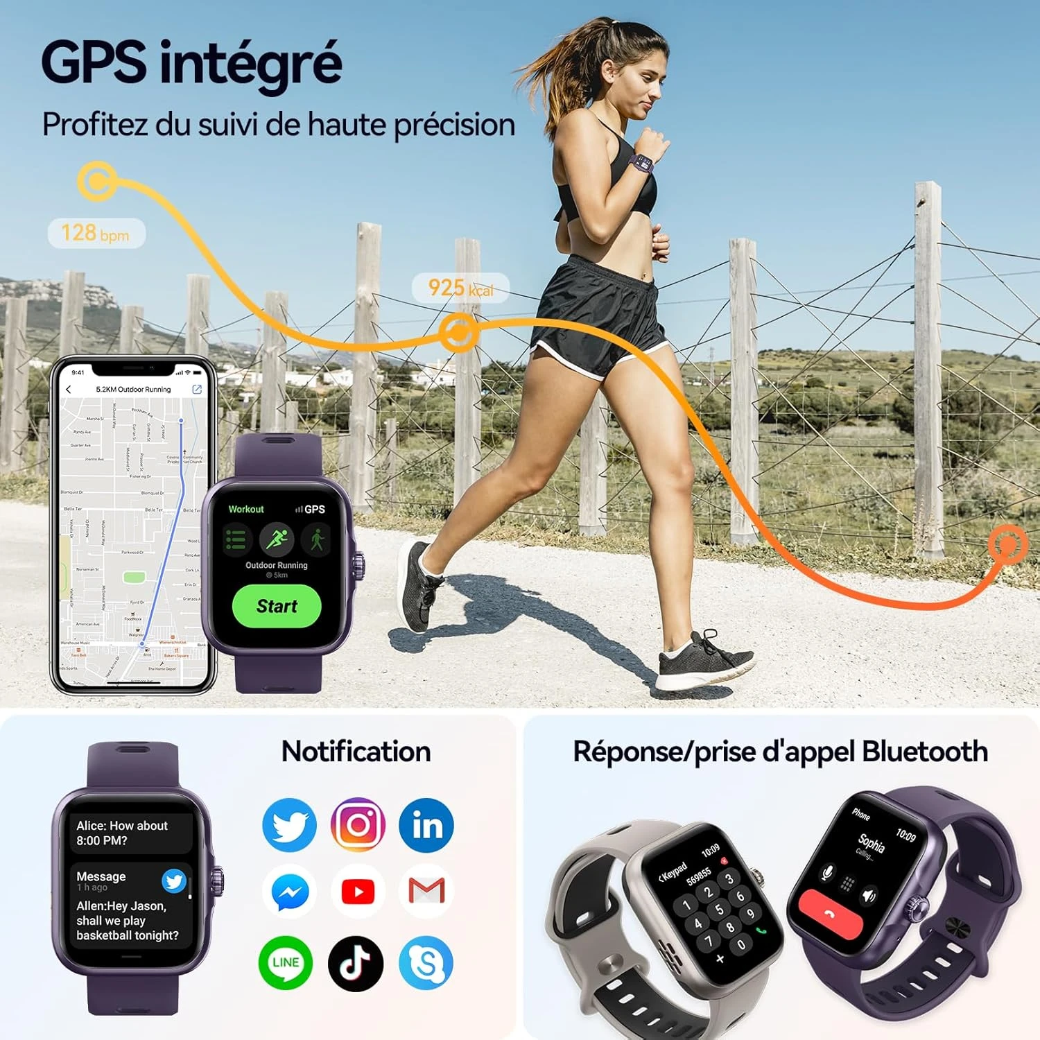 Montre Connectée Femme GPS Étanche 4 Montre Connectée Femme GPS Étanche – Image 2