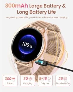 Montre Connectée Femme Gold -Monde Electronique Montre Connectee Femme Gold grande autonomie