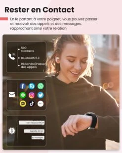 Montre Connectée Noir Femme -Monde Electronique Montre Connectee Femme Noir appels