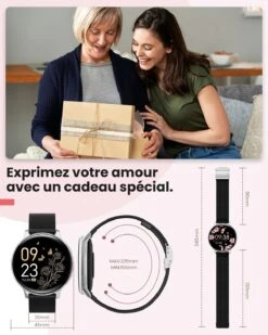 Montre Connectée Noir Femme -Monde Electronique Montre Connectee Femme Noir cadeau ideal