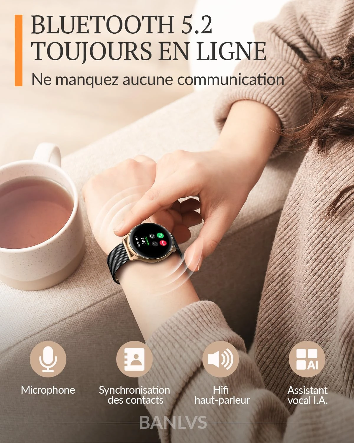 Montre Connectée Femme Noir Et Or 6 Montre Connectée Femme Noir Et Or – Image 4