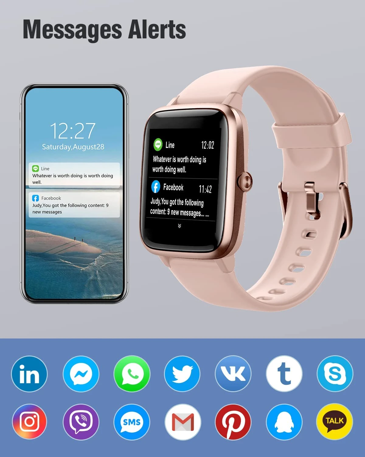 Montre Connectée Femme Silicone 5 Montre Connectée Femme Silicone – Image 3