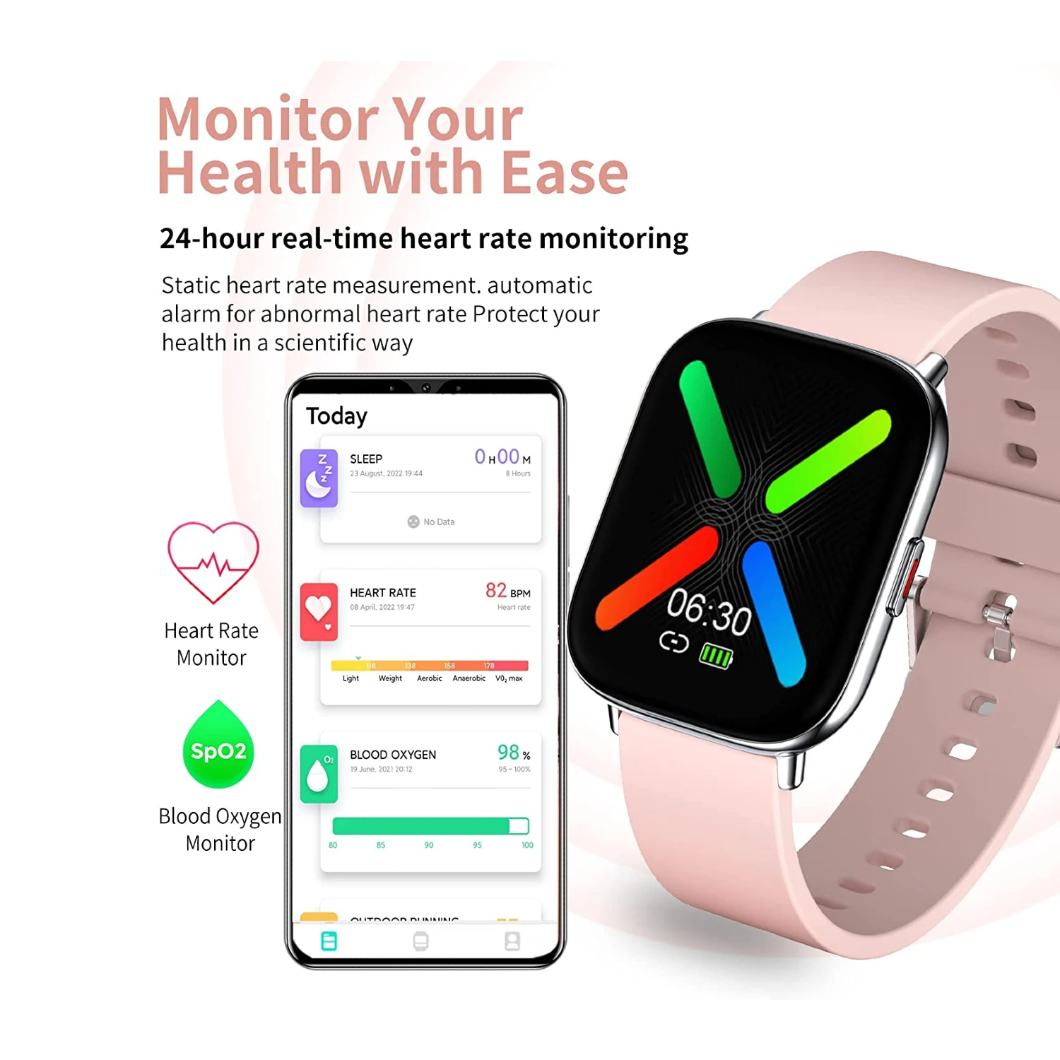 Montre Connectée Femme Rose Carrée 6 Montre Connectée Femme Rose Carrée – Image 4