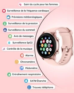 Montre Connectée Femme Bracelet Silicone -Monde Electronique Montre connectee Femme Bracelet Silicone options integrees