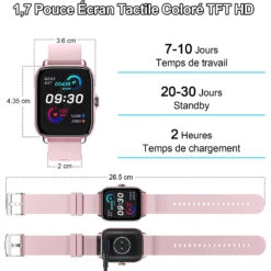 Montre Connectée Fille Appel SMS -Monde Electronique Montre connectee Fille 13 ans taille
