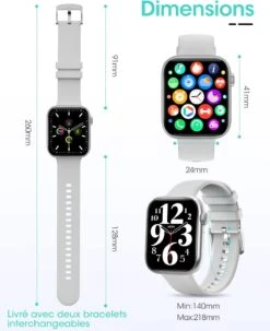 Montre Connectée Grise Pour Adolescents -Monde Electronique Montre connectee Grise pour adolescents dimensions