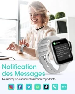 Montre Connectée Grise Pour Adolescents -Monde Electronique Montre connectee Grise pour adolescents notification de messages