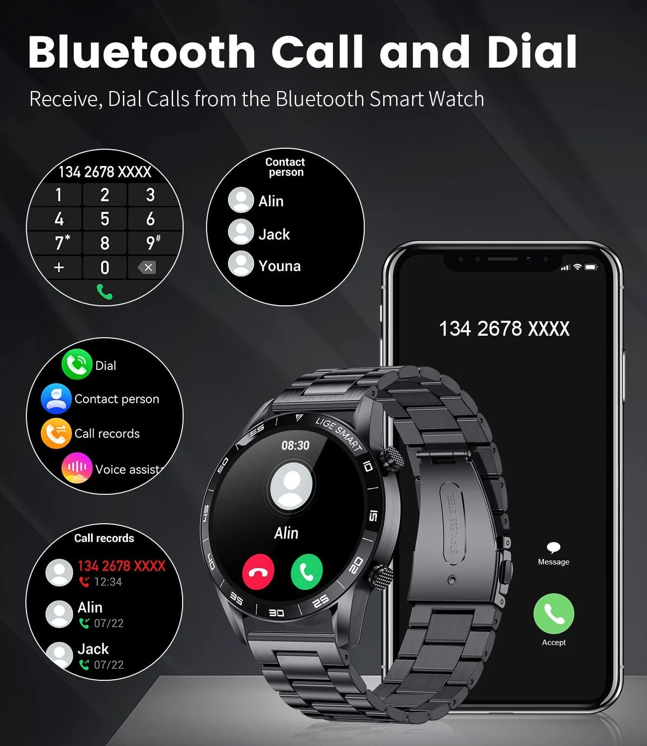 SmartWatch Homme Bracelet Métal 10 SmartWatch Homme Bracelet Métal – Image 8