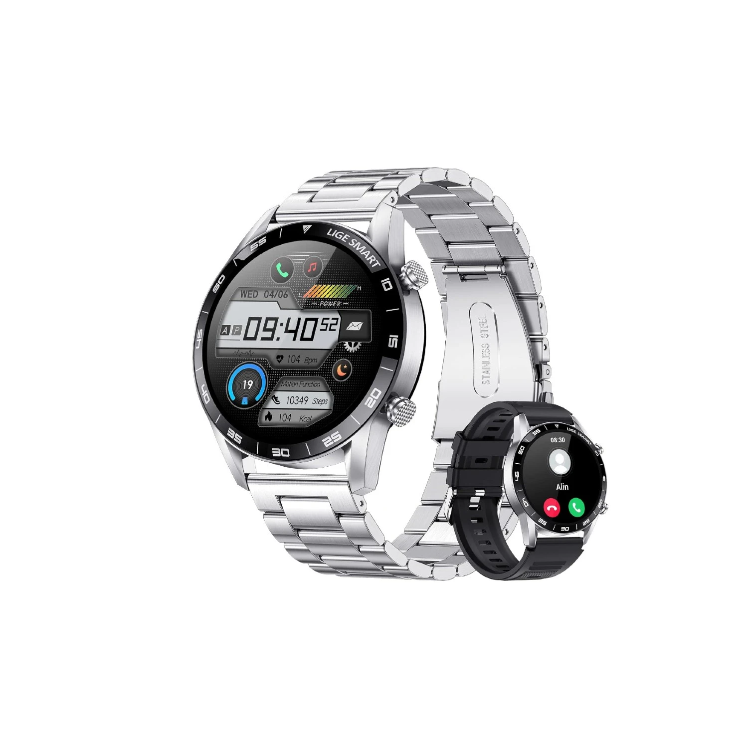 SmartWatch Homme Bracelet Métal 4 SmartWatch Homme Bracelet Métal – Image 2