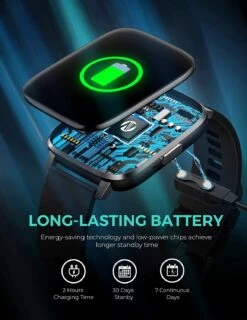 Montre Intelligente Carrée 1.8 Pouce -Monde Electronique Montre connectee Homme Carree batterie longue duree